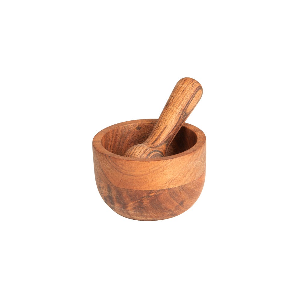 Mortier + pilon design en bois de hêtre