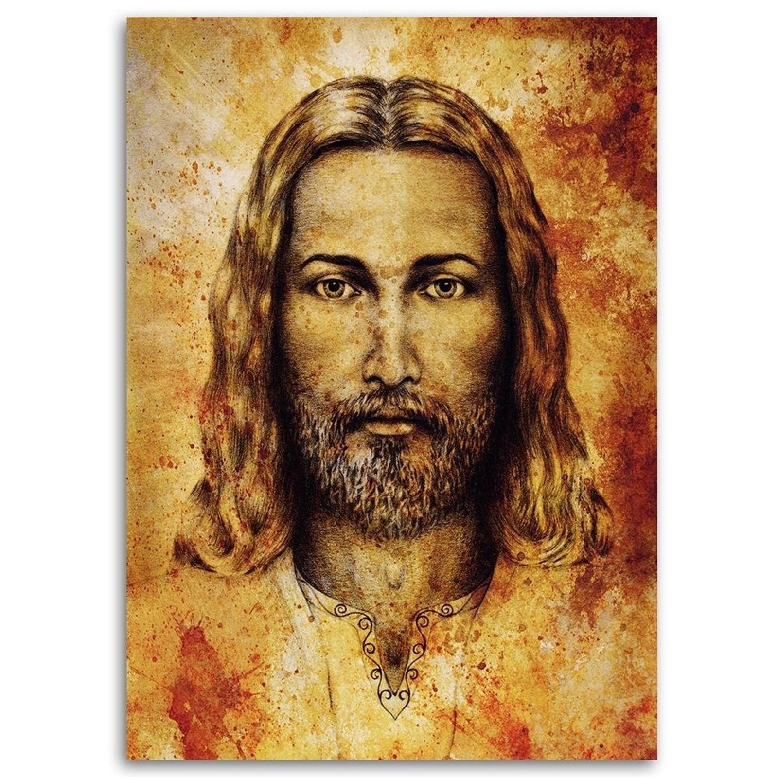 Tableau Toile Visage De Jésus - Linceul De Turin - Art Chrétien Encadré Prêt à Accrocher