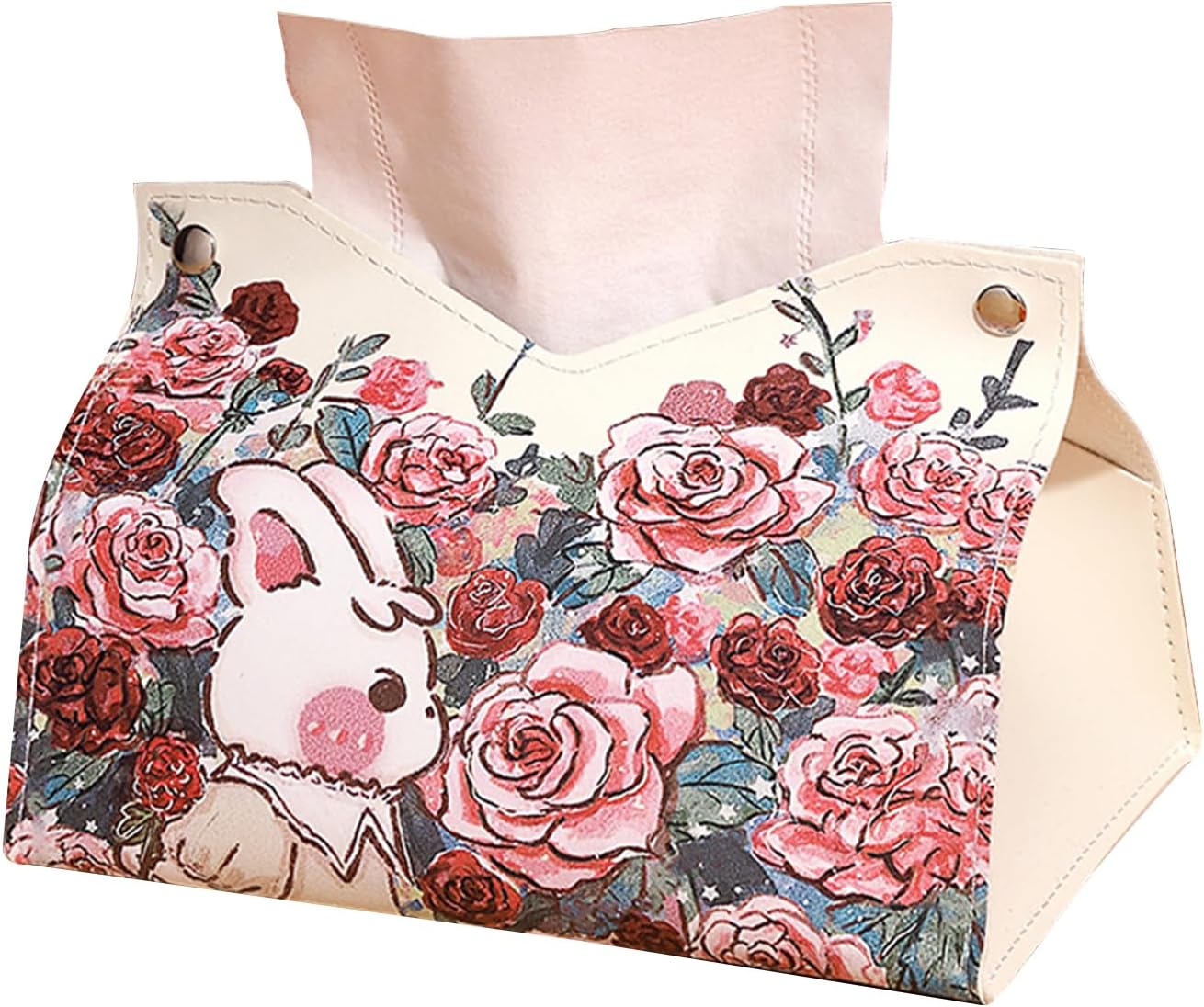 Pudełko na chusteczki ze skóry PU, praktyczne i dekoracyjne, dozownik chusteczek do łazienki, salonu, sypialni, biura, samochodu – różowe