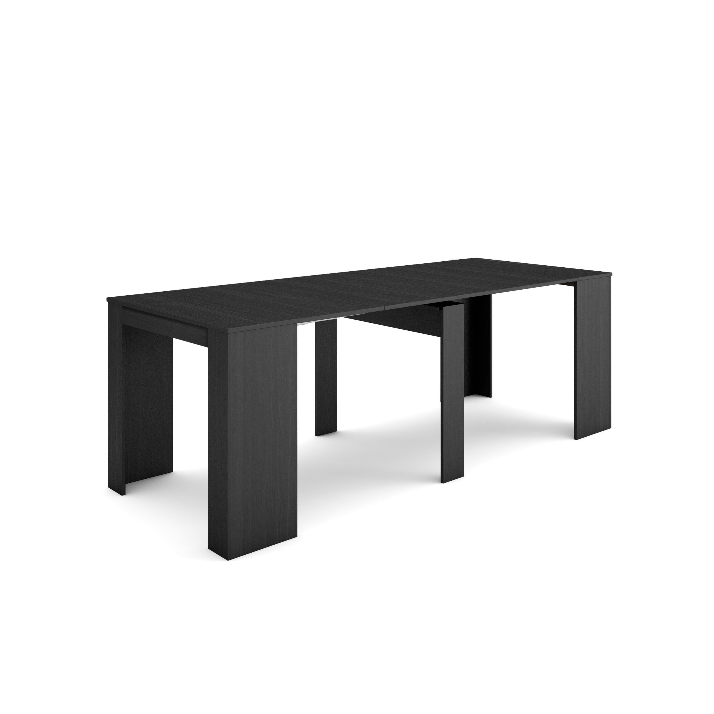 Tavolo Da Pranzo Allungabile 140/180x90 Cm In MDF Con Piano Da 18 Mm, Angoli Arrotondati, Stile Quercia, Per 6-8 Persone