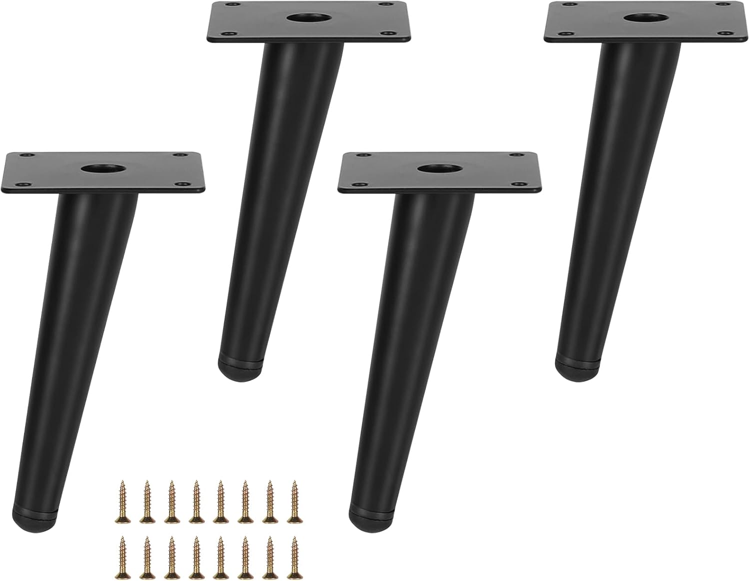Czarne metalowe nóżki meblowe - zestaw 4 szt., nośność do 600 kg, do szafek, sof, stołów, antypoślizgowe