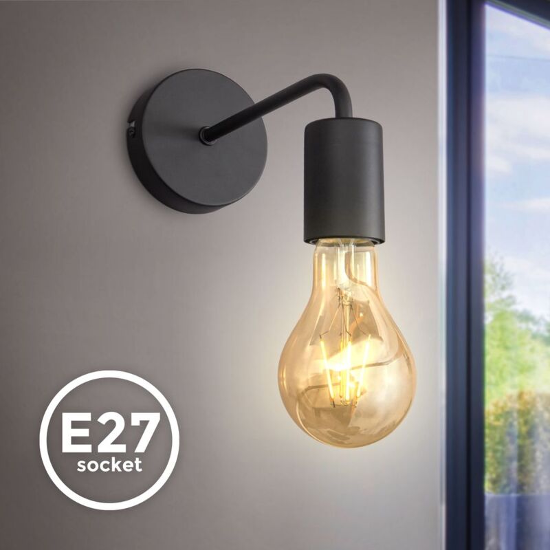 Kinkiet w stylu retro industrialnym, metalowy, czarny, oświetlenie do salonu i sypialni, lampka nocna, gniazdo E27