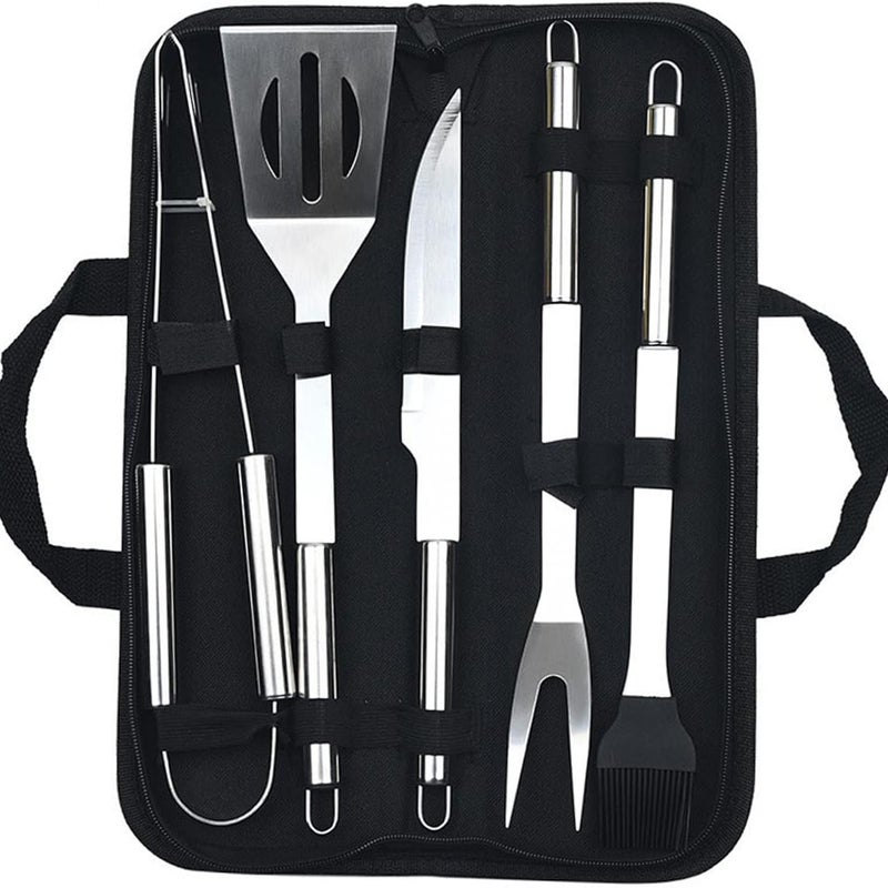 Akcesoria do grilla, narzędzia do grilla ze stali nierdzewnej, narzędzia do grilla, przybory do grilla, zestaw 5 elementów