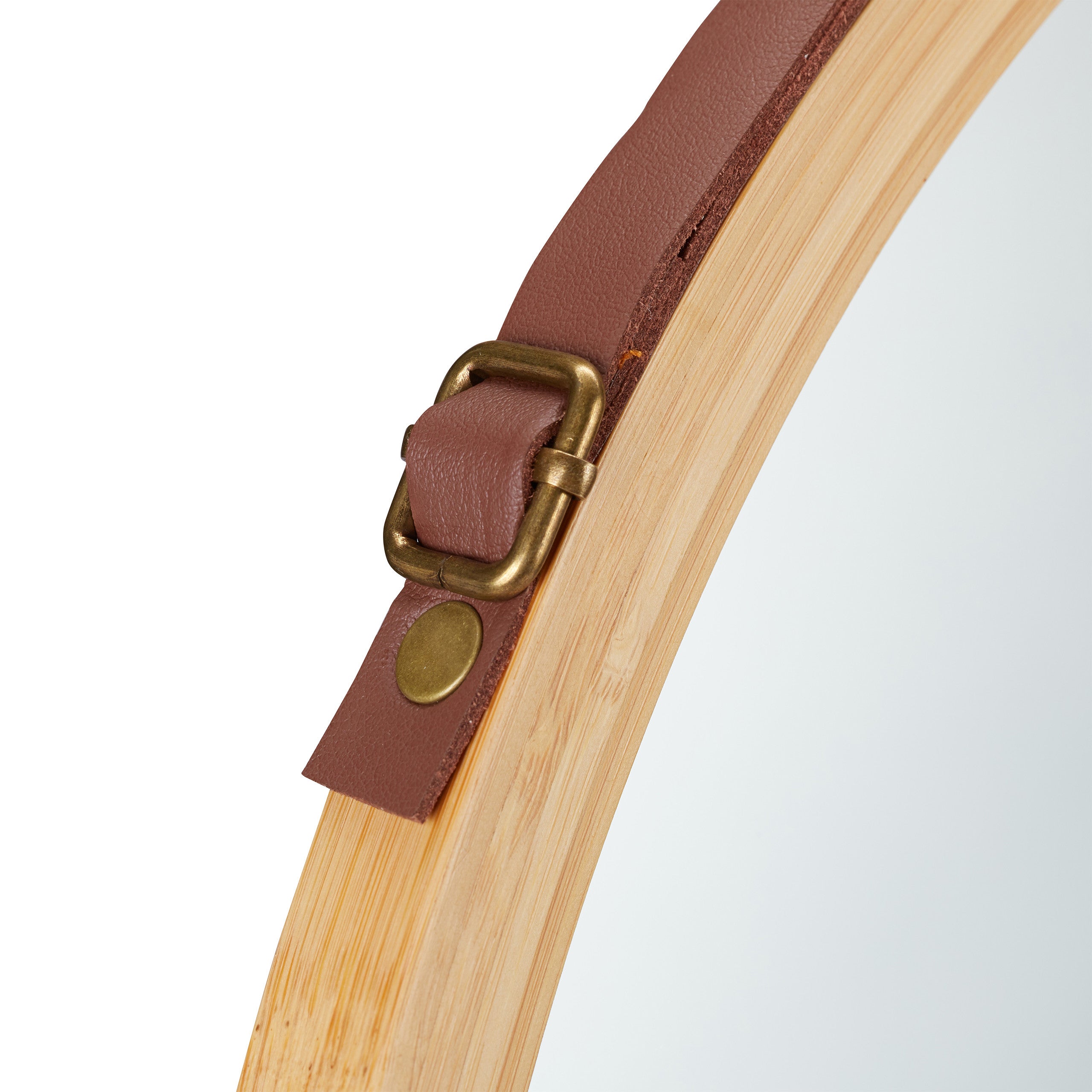 Miroir rond à accrocher, lanière réglable, En bambou, moderne, couloir, salle de bain, ∅: 45 x 60 cm, naturel, Relaxdays - 8