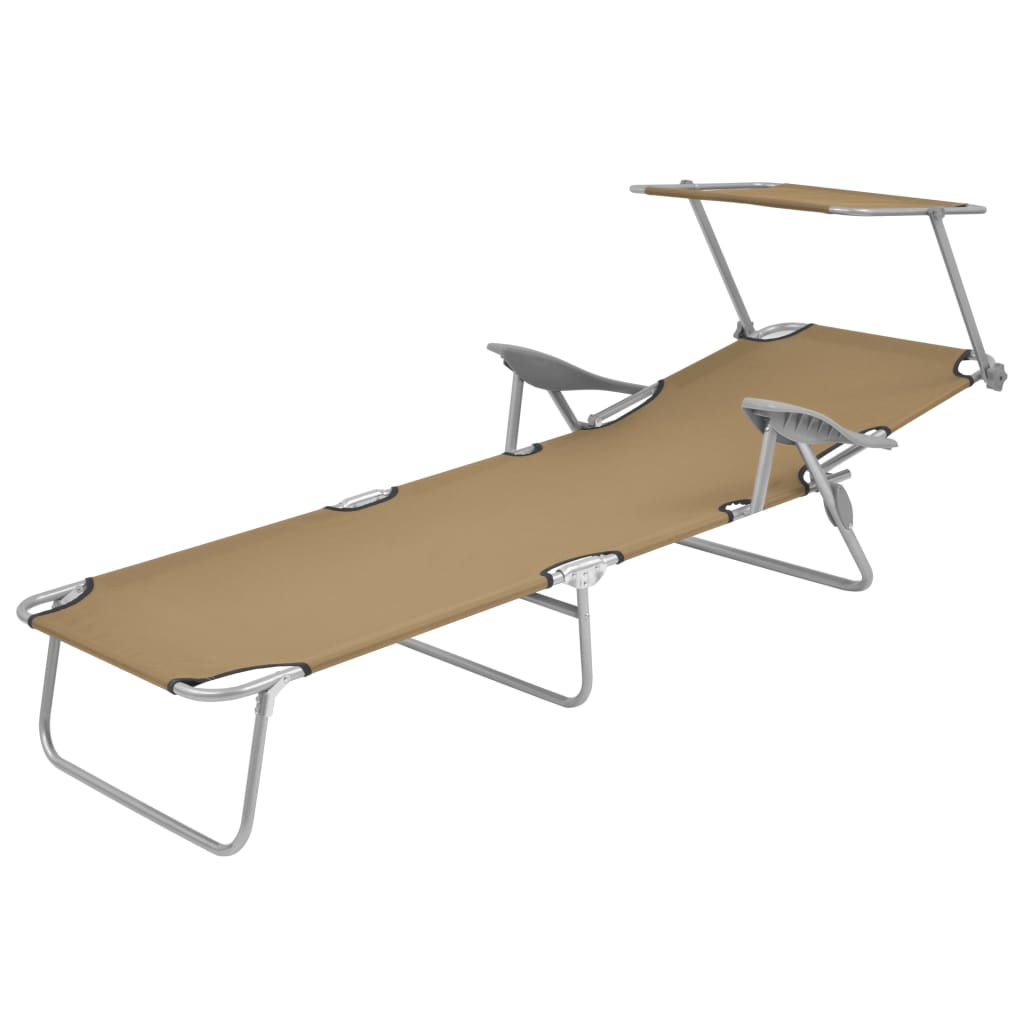 Sdraio sedia a sdraio prendisole lettino da giardino terrazza pieghevole mobili da esterno con tendalino 02_0012814 - 2