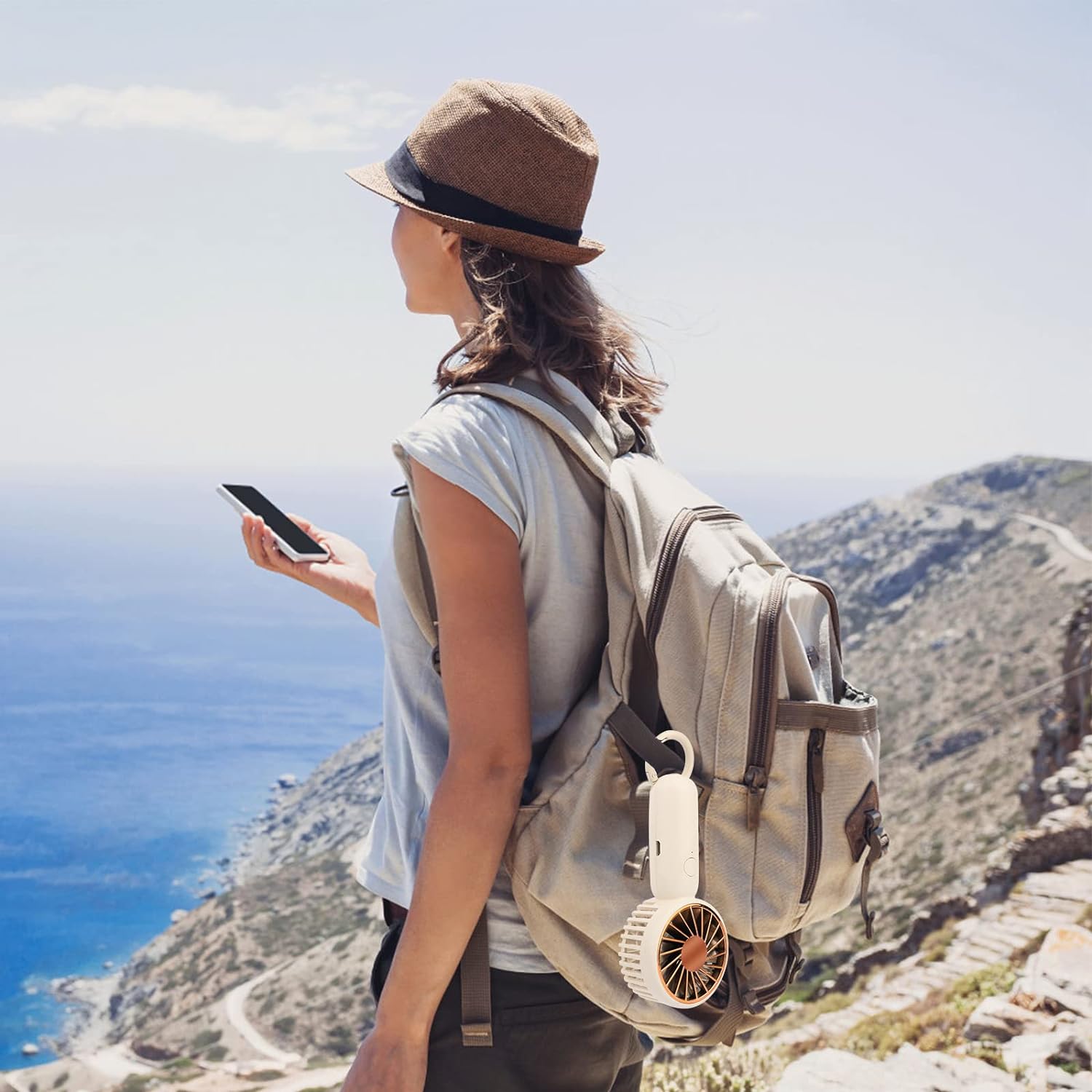 HandFan Mini Ventilateur Portatif, Petit Ventilateur De Poche, Portable Et Rechargeable, Turbo à 5 Vitesses, Indispensable Pour L'été, Idéal Pour Les Voyages, Les Concerts Et Les Déplacements