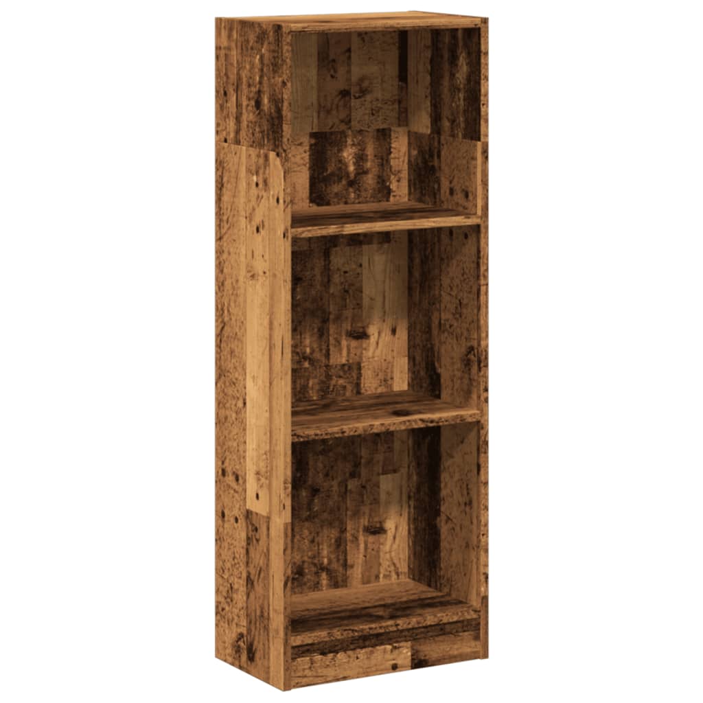 Bibliothèque En Bois Rustique 100x30x72 Cm - 2 Étagères, Style Ancien, Rangement Autoportant Pour Salon