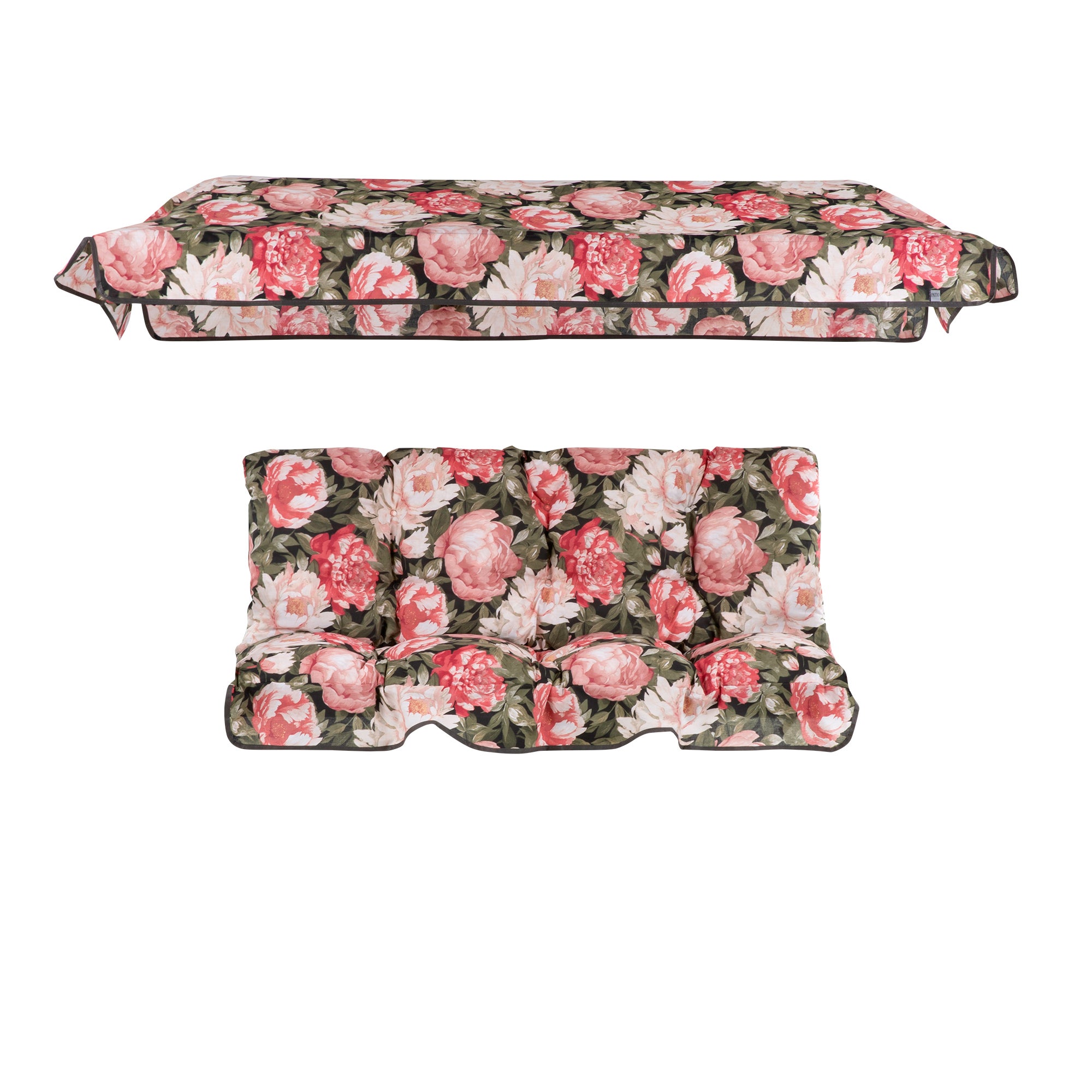 Poduszki z daszkiem na huśtawkę 130 cm Luna / Kate kwiatowe różowo–zielone Patio