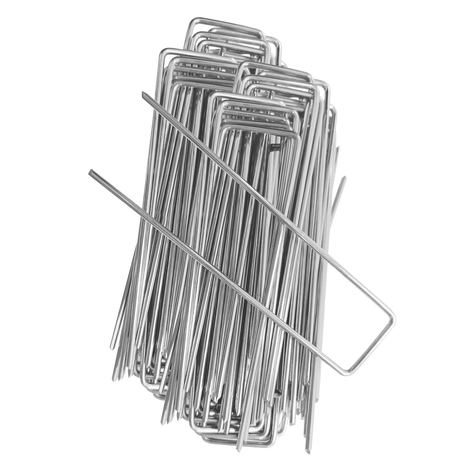50 clous galvanisés en U Ø3 mm, 40 mm larg., 150 mm long., avec 50 rondelles et 1 extracteur, fixation au sol durable. - 6