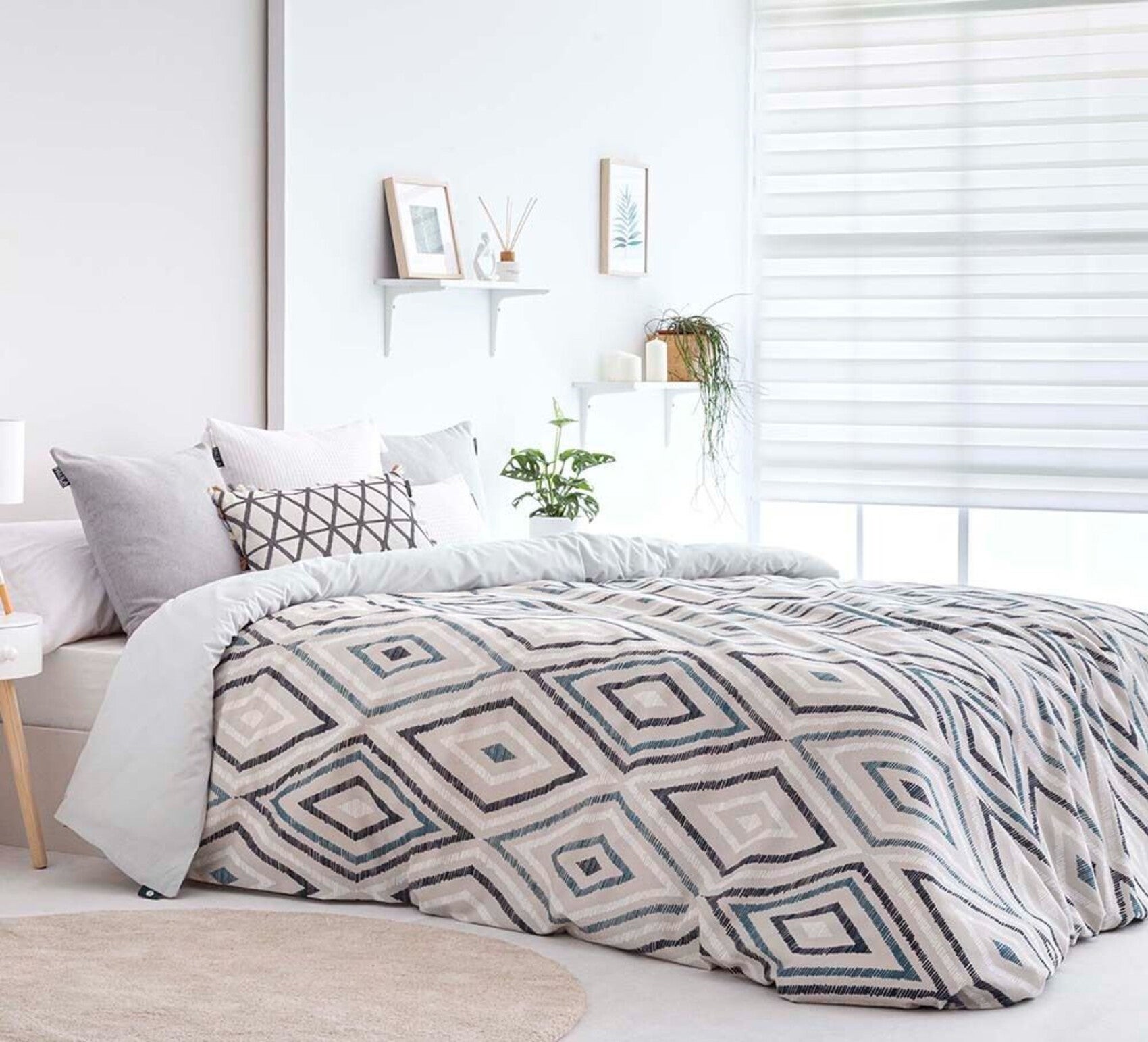 Conjunto de 2 piezas de funda nórdica + funda de almohada zafra para cama de 180 cm color azul