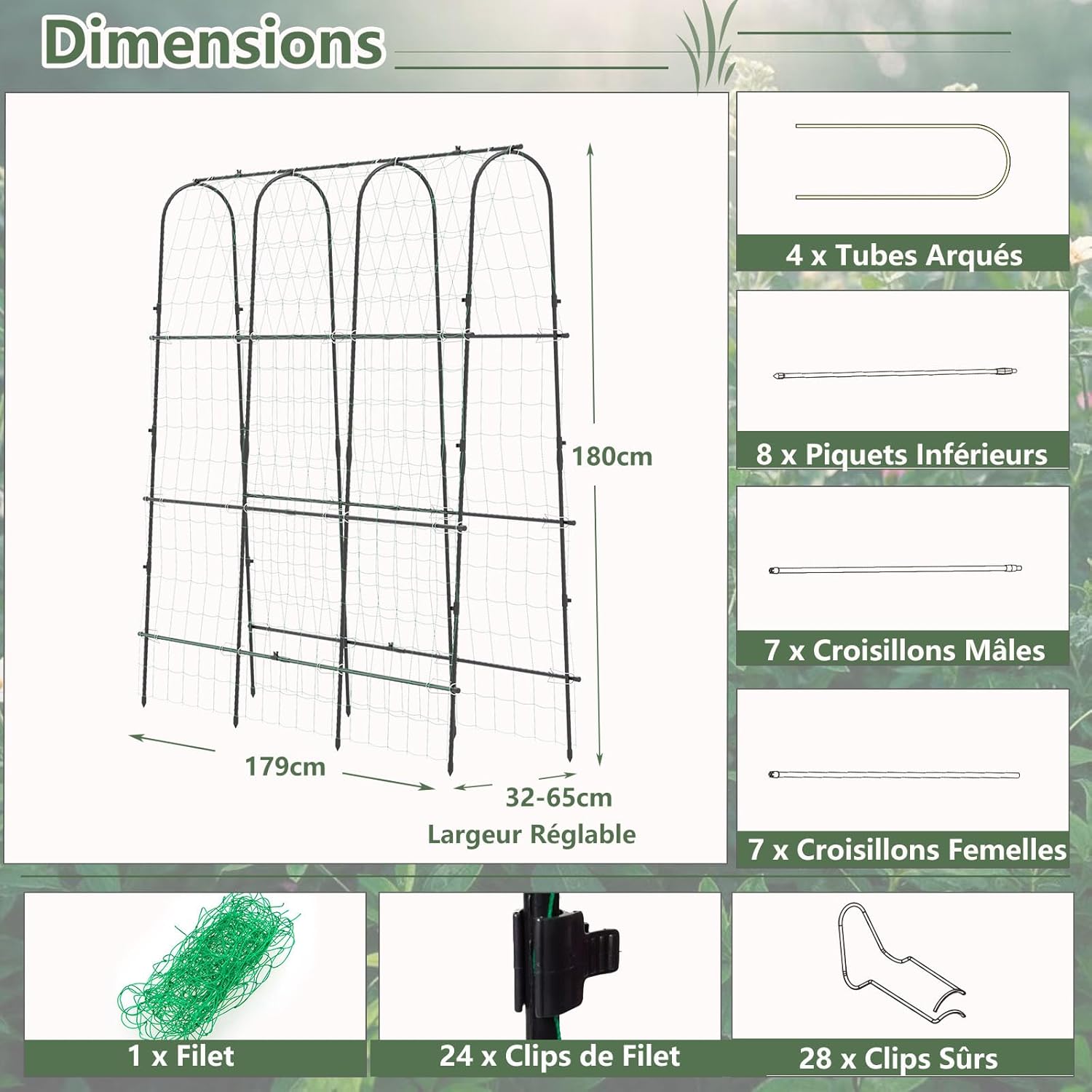 Filet Pour Plantes Grimpantes TOPRUNYI 2x5m - Nylon, Maillage 10x10cm - Pour Concombres, Tomates, Pois