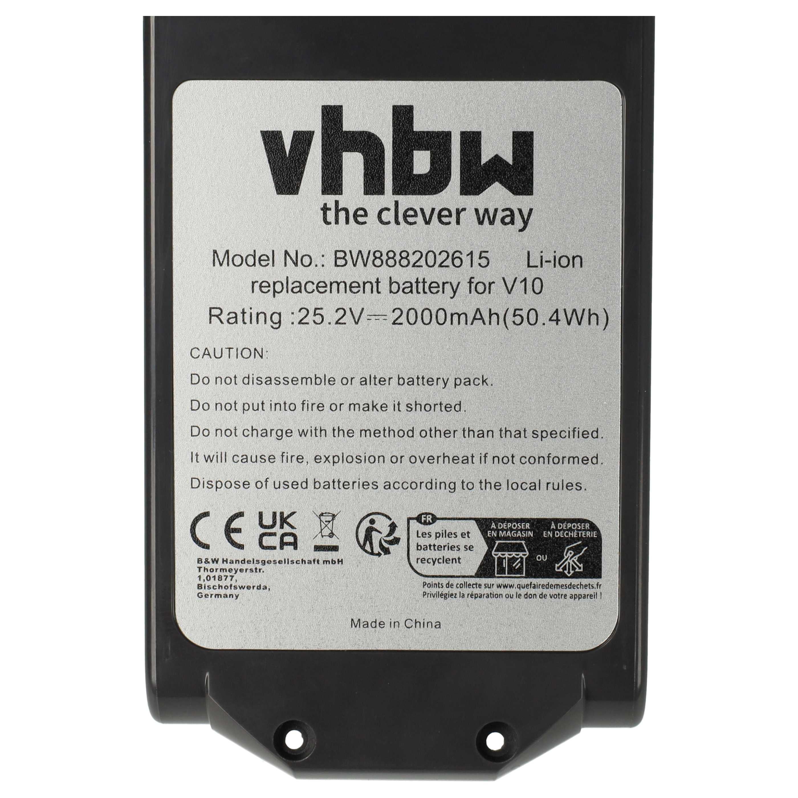 vhbw Batterie compatible avec Dyson V10 Total Clean aspirateur gris (2000mAh, 25,2V, Li-ion) - 4