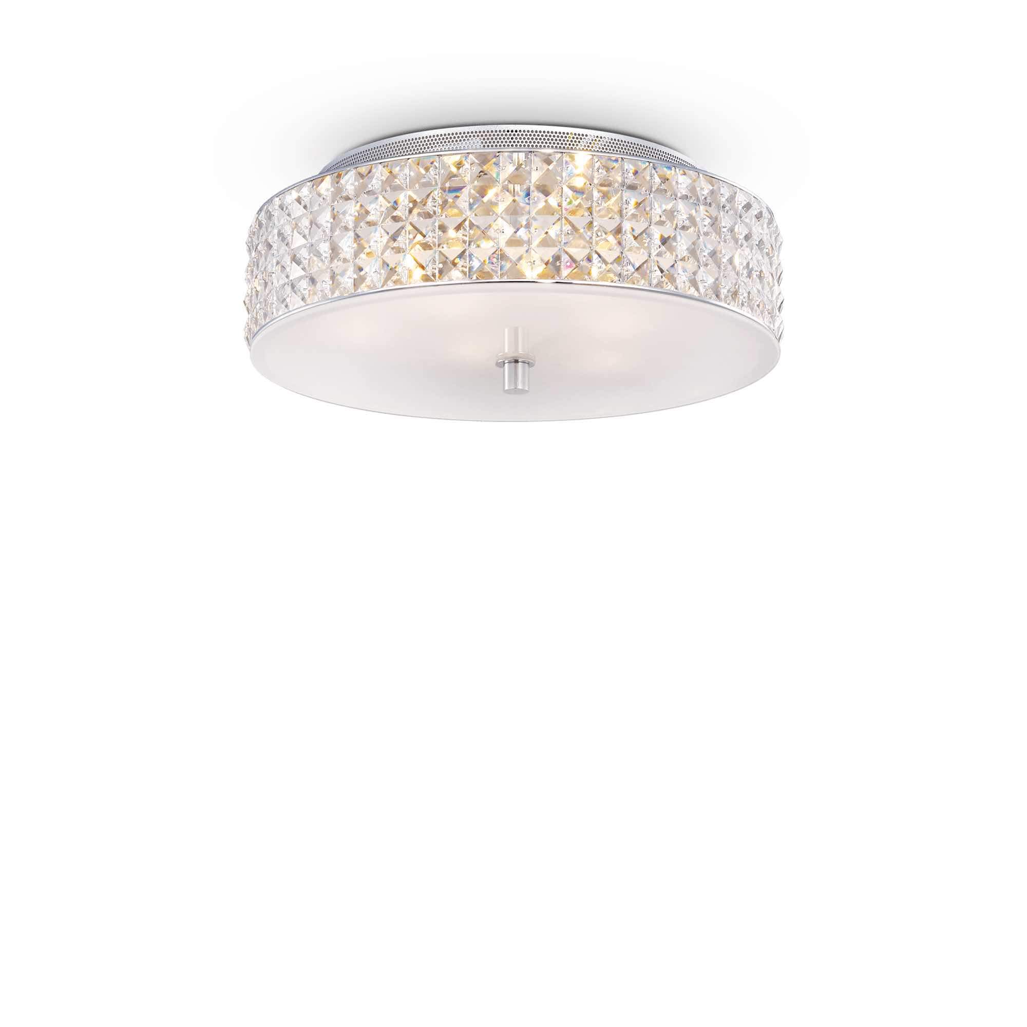 Ideal Lux  Plafonnier Blanc En Cristal Roma 6 Ampoules , Leroy Merlin
