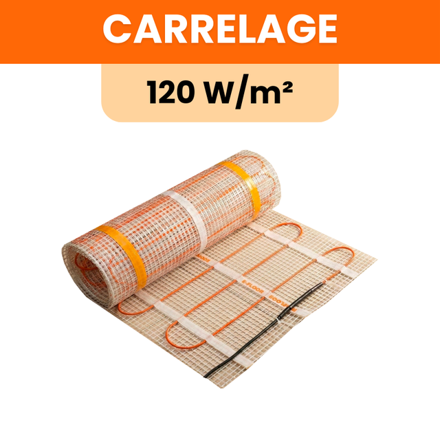 Plancher chauffant électrique Ignis 120 W/m² pose sous carrelage - 5.0 m² : longueur: 1000 cm - Largeur: 50 cm