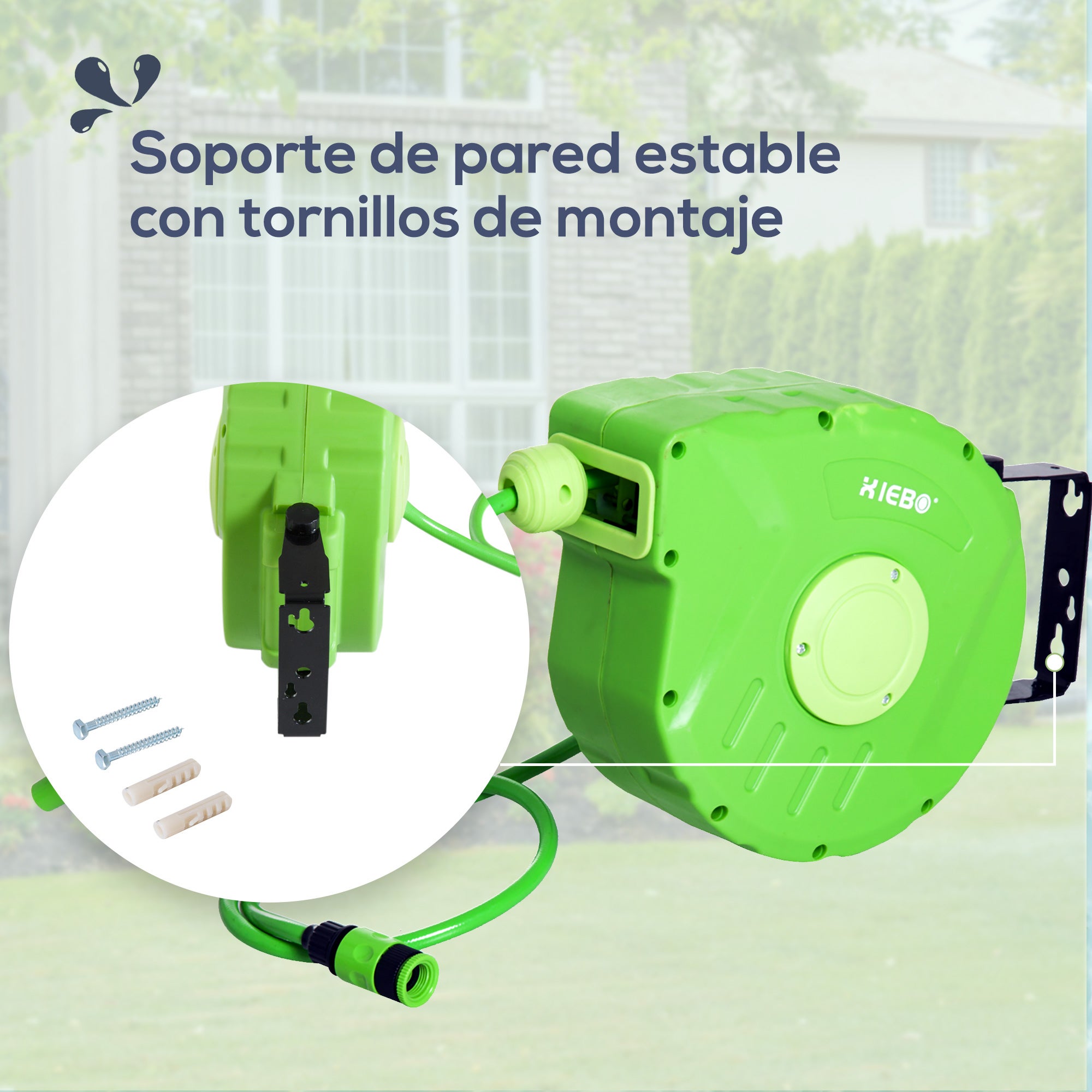 Carrete Outsunny verde base de pared 35,5x11,5x27,5 cm - 6