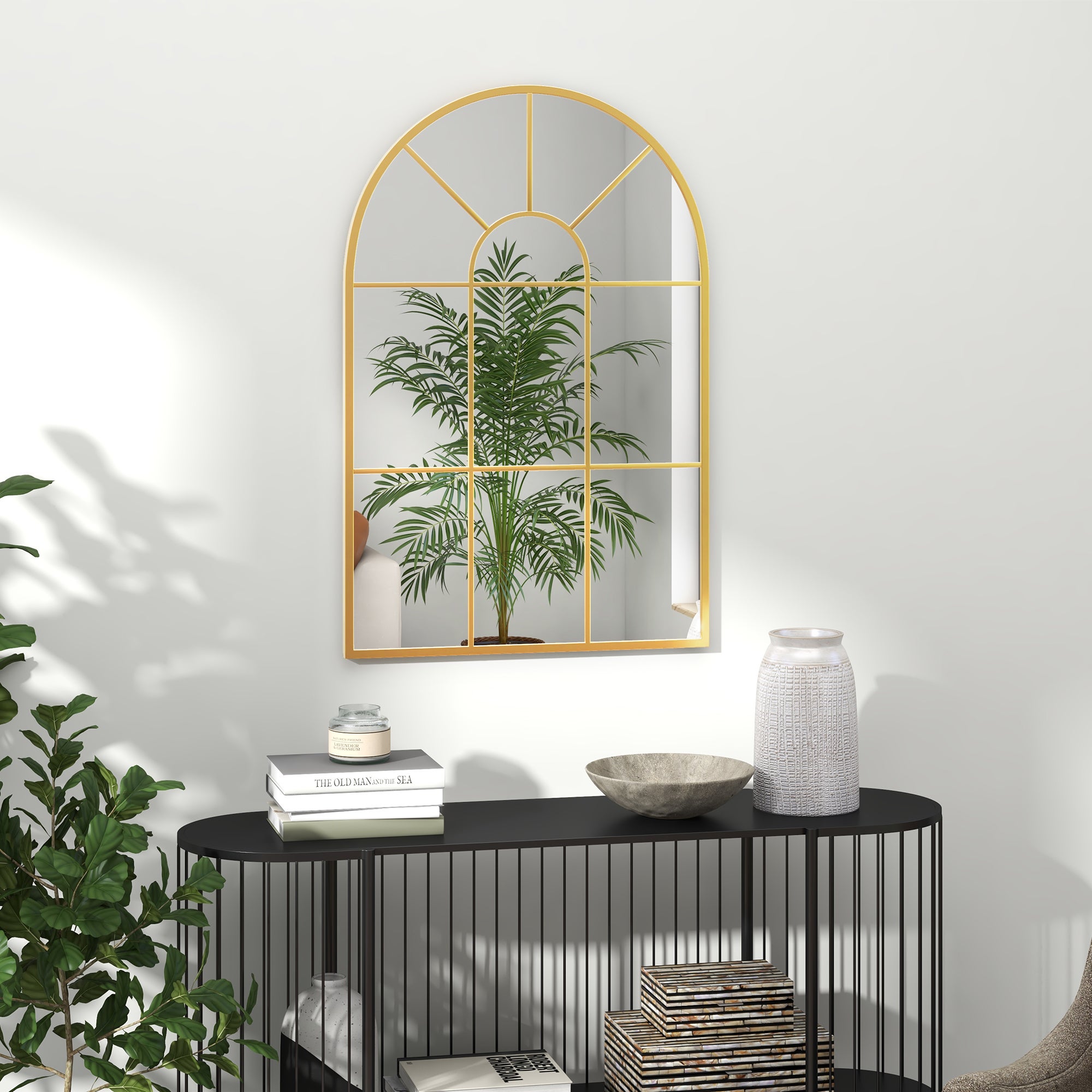 Espejo de Pared HOMCOM Metal, Vidrio Oro 60x2x91 cm - 2
