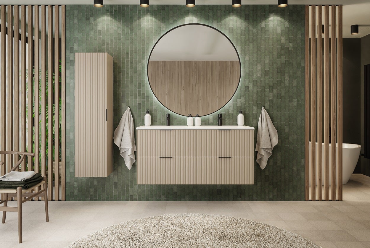 Meuble de salle de bain à suspendre avec le plan FLOW cachemire 120 cm - 3