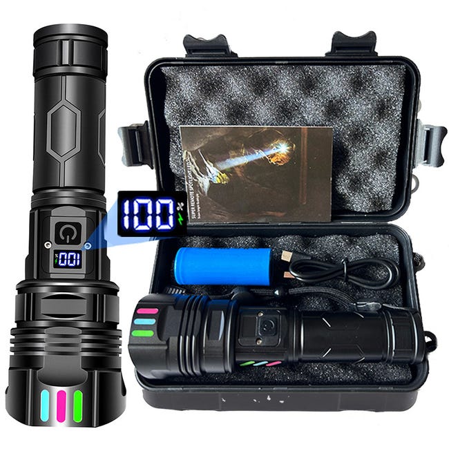 Lampe Torche Led 500000 Lumens Batterie 5000mAh Ultra Puissante 5 Modes XHM99 USB-C Étanche IP67 A+ - Lampes (12791191 Lampe Torche Led 500000 Lumens Batterie 5000mAh Ultra Puissante 5 Modes XHM99 USB-C Étanche IP67 A+ - Lampes (12791191