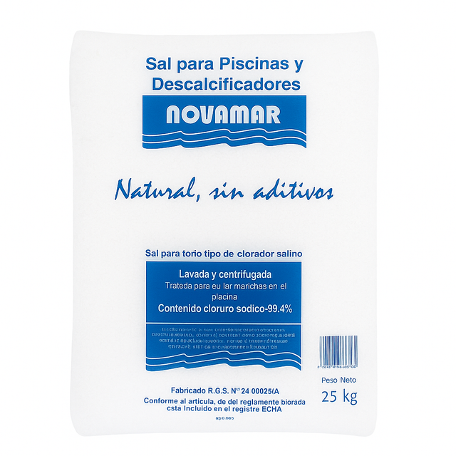 Saco de sal granulada para cloración salina AQUAMAR 25KG ENVIO GRATUITO Vegara Stone
