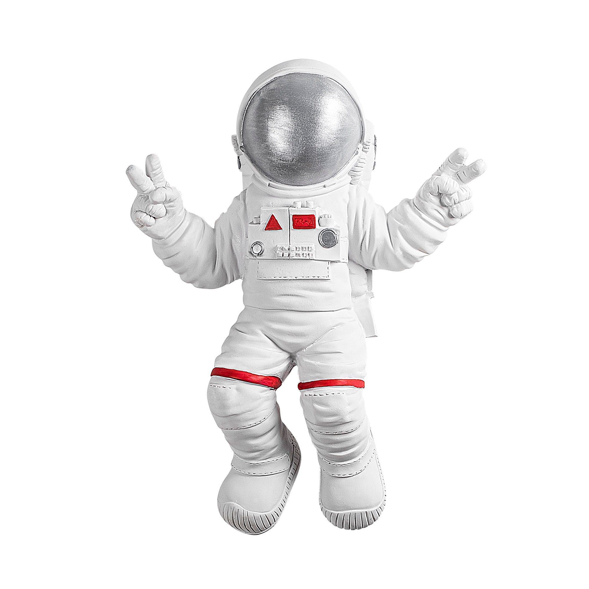 Accesoriu decorativ PEACE SIGN ASTRONAUT 2, alb / gri, poliester, 35x47x10 cm