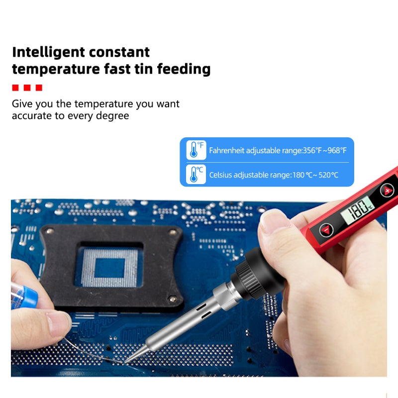 Fer Souder Kit 60W Kit Soudure Temperature Réglable 200 450℃ Multimètre 5PCS