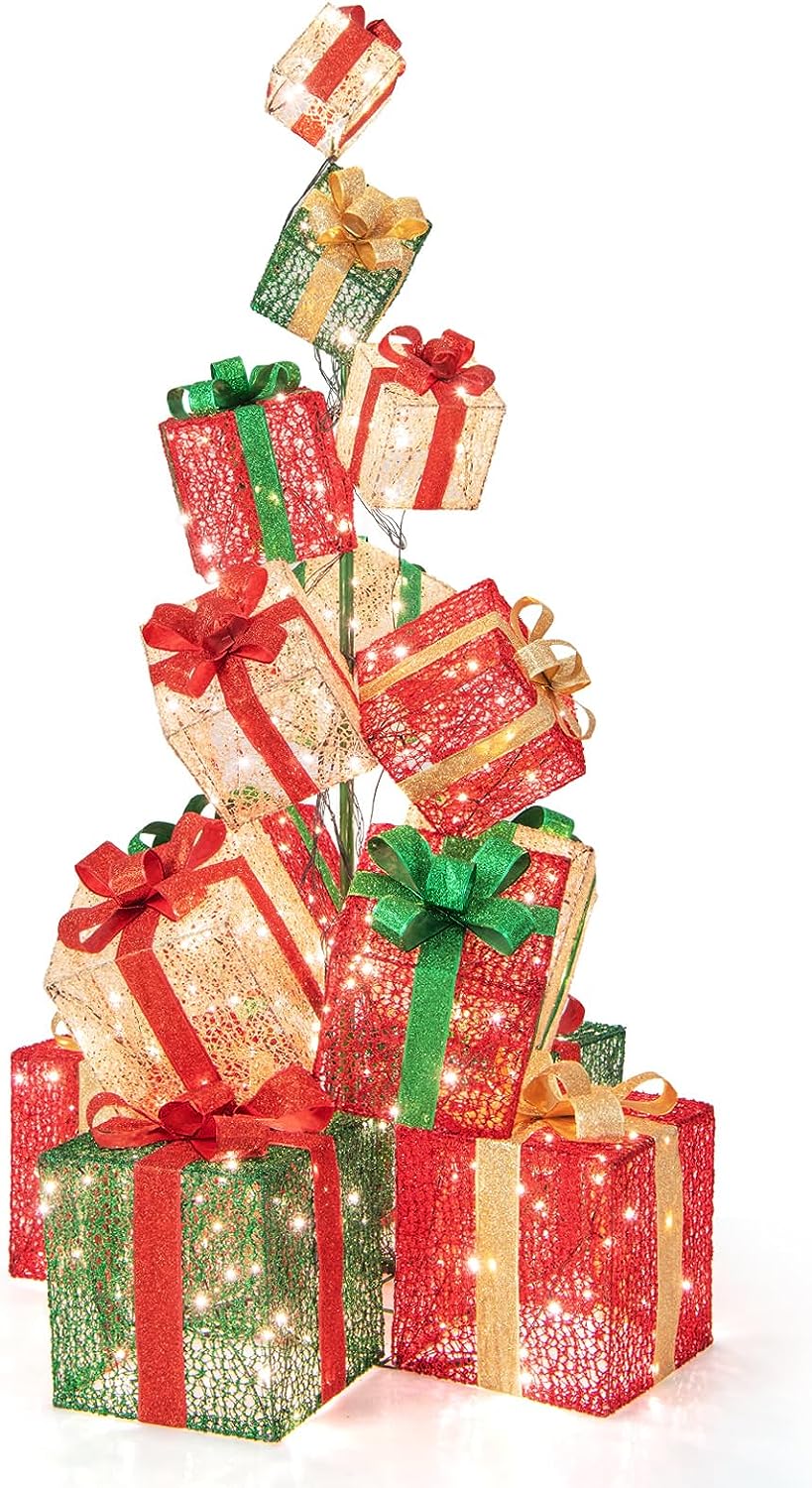 Ensemble De 3 Décorations De Boîtes-cadeaux éclairées De Noël, Boîtes D