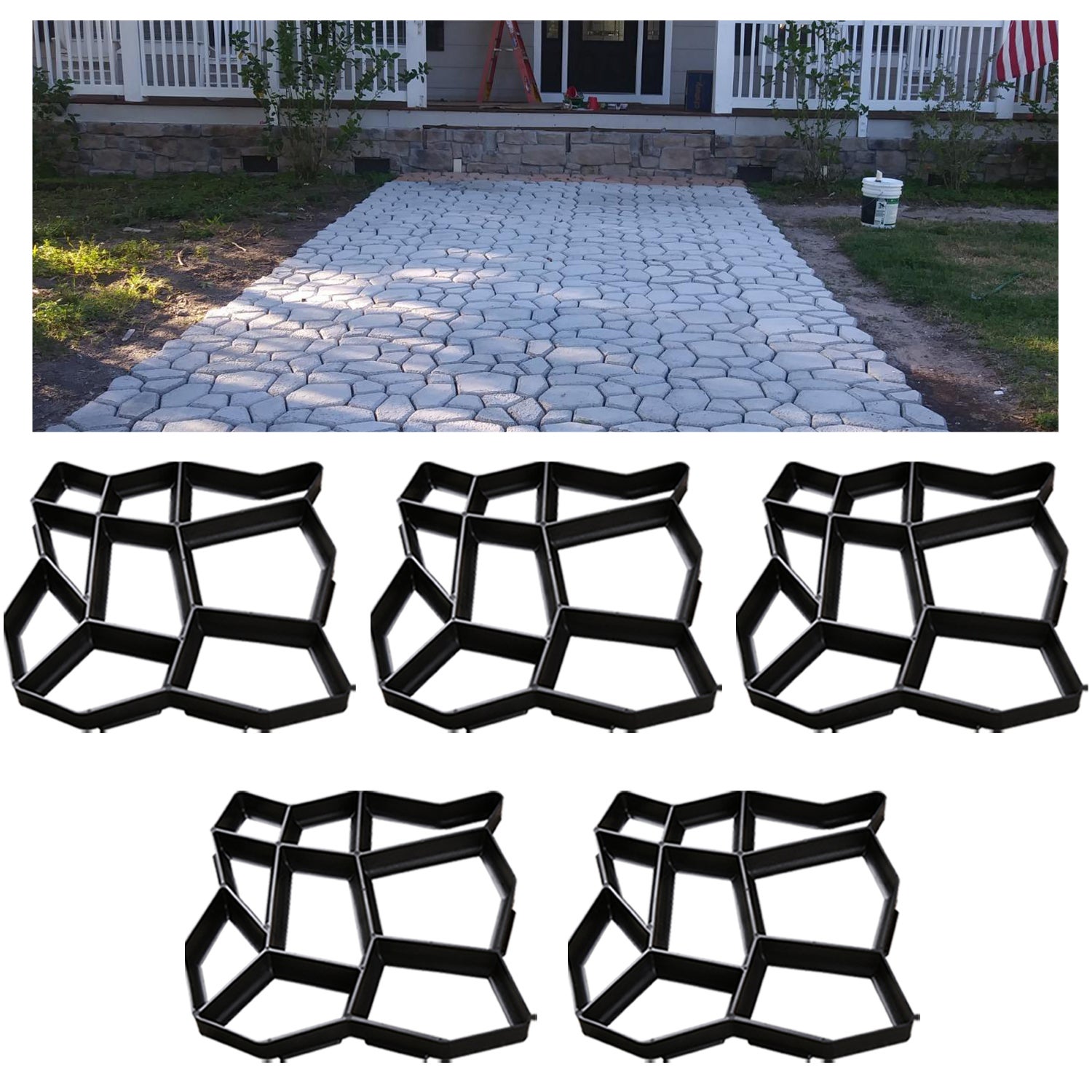 Moule Béton Hexagone Pour Plaques Marche Jardin - 35x35 Cm - Réutilisable Pour Créations Personnalisées