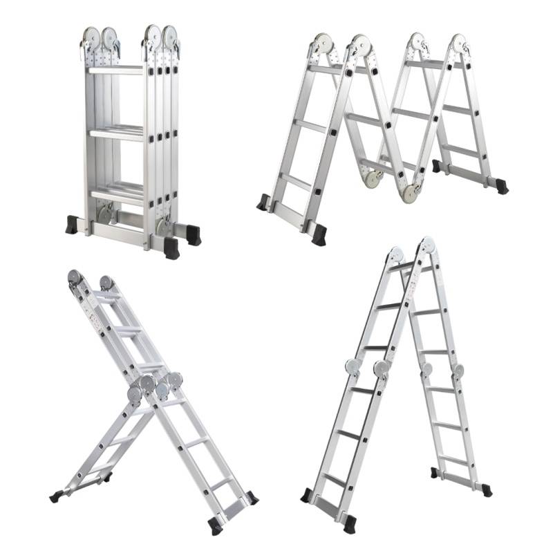 Scala Pieghevole Multiuso In Alluminio 4x4 - Estensione 445cm, Piattaforma Per Ponteggio, Carico 150kg - Foto 10