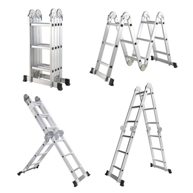 Échelle Multifonction Pliable 4x3 marches 6 en 1 - 3.5m - 100% aluminium - Avec plateforme échafaudage - SECURY-T