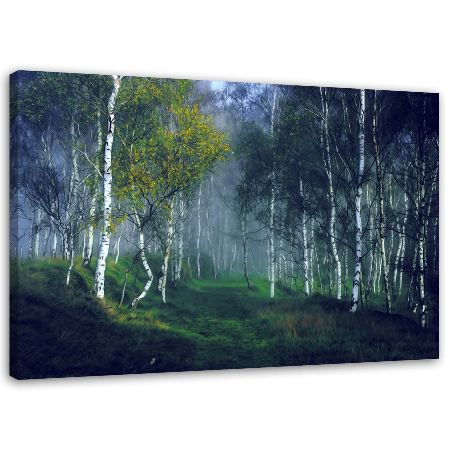 Obraz na płótnie, Las brzozowy we mgle 100x70