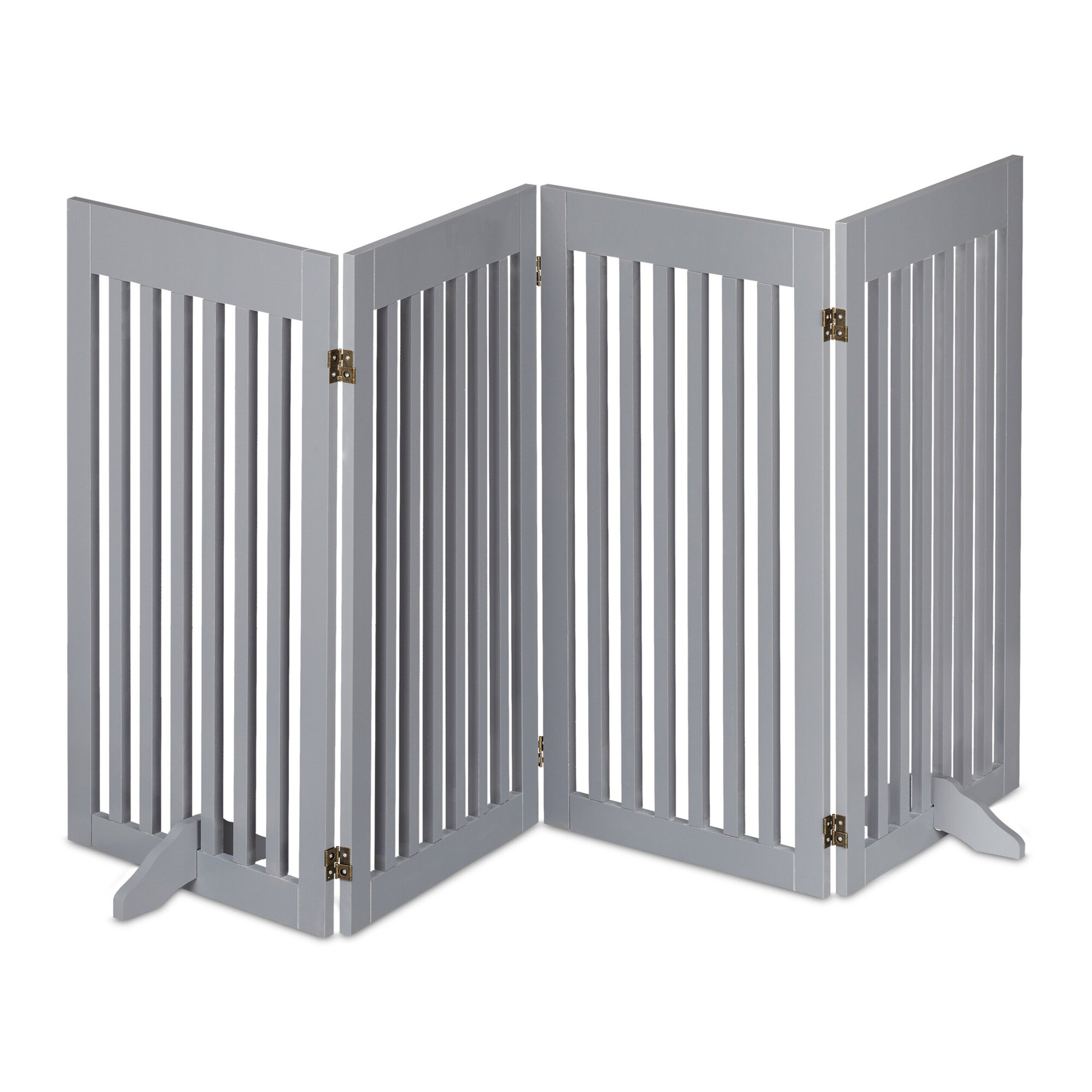 Barrière de sécurité pour chiens à 4 panneaux, pliable et autoportante, 92 x 207 cm, avec pieds, MDF gris, Relaxdays - 8