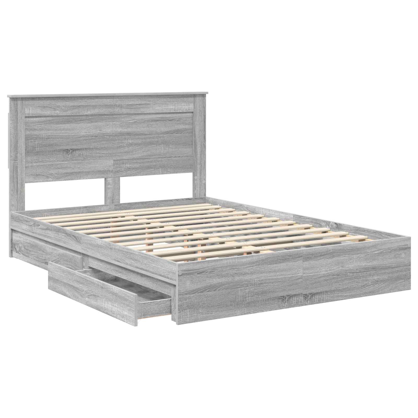 Lit de rangement gris 140 x 200 cm en panneau de bois - 5