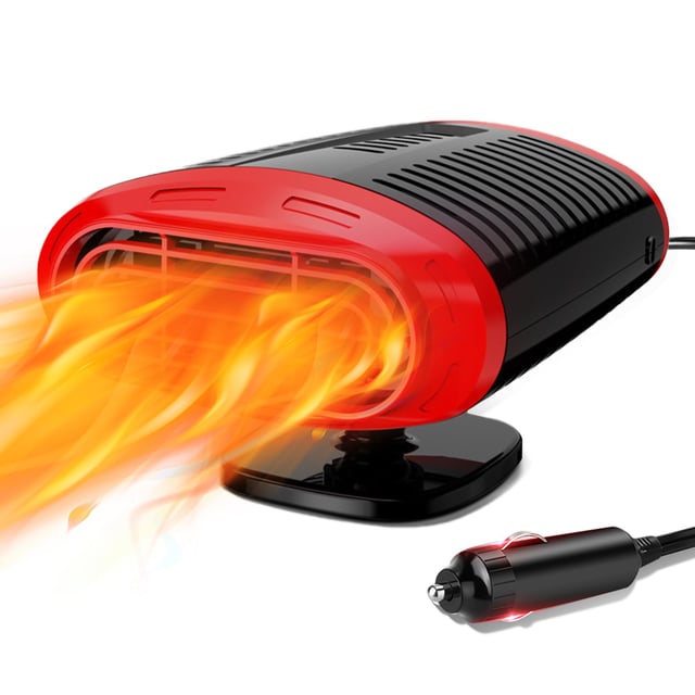 2024 Qidoe Chauffage Voiture 12V Portable, 2 en 1 Ventilateur Chauffant Pare-Brise avec Allume-Cigare pour Caravanes, Camions, Autos