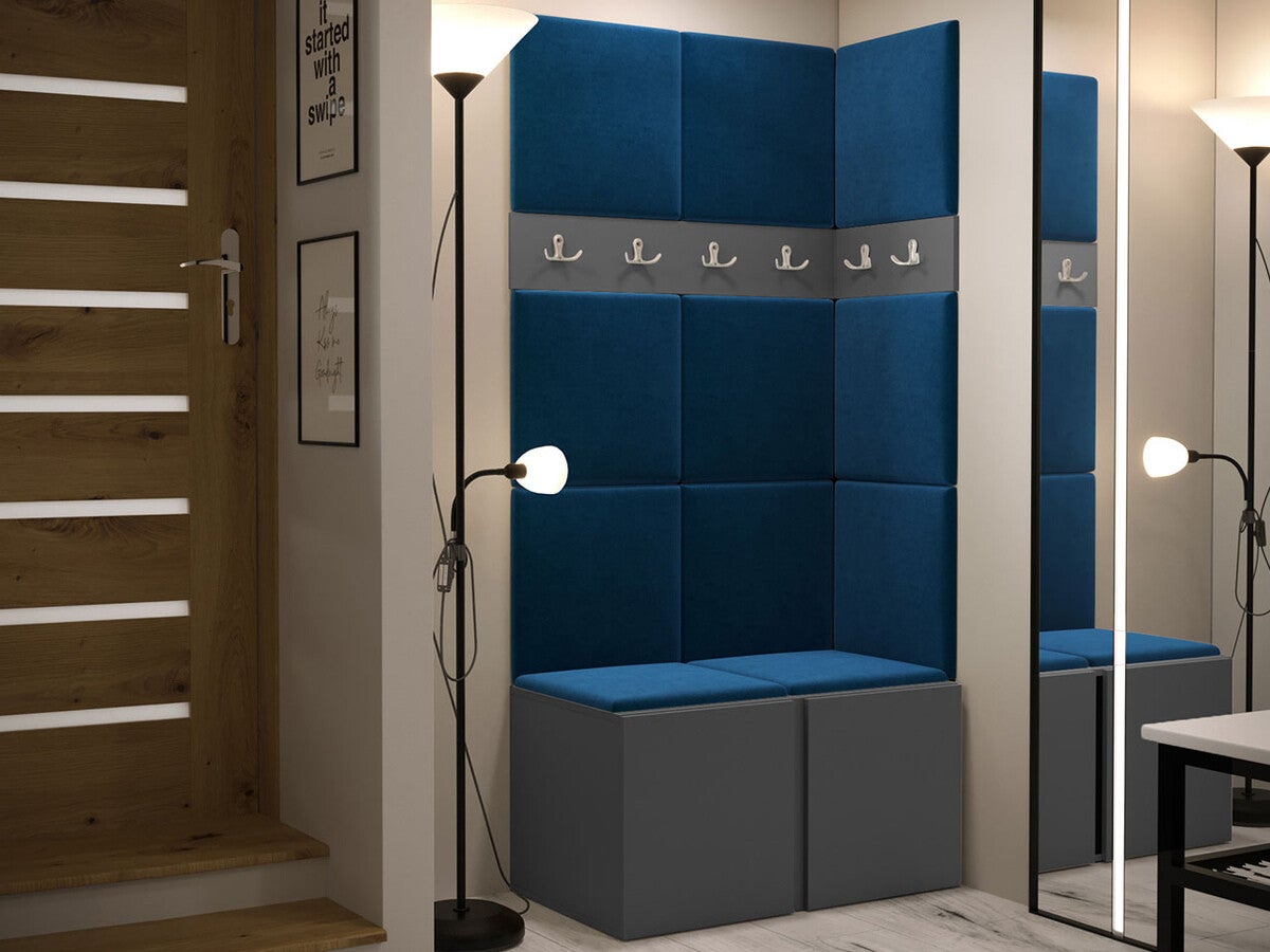 Conjunto para corredor Hartford 264, 186x84x46cm, Grafite, Tecido, Placa de aglomerado laminado, Montado nas parede, Colocado - 2