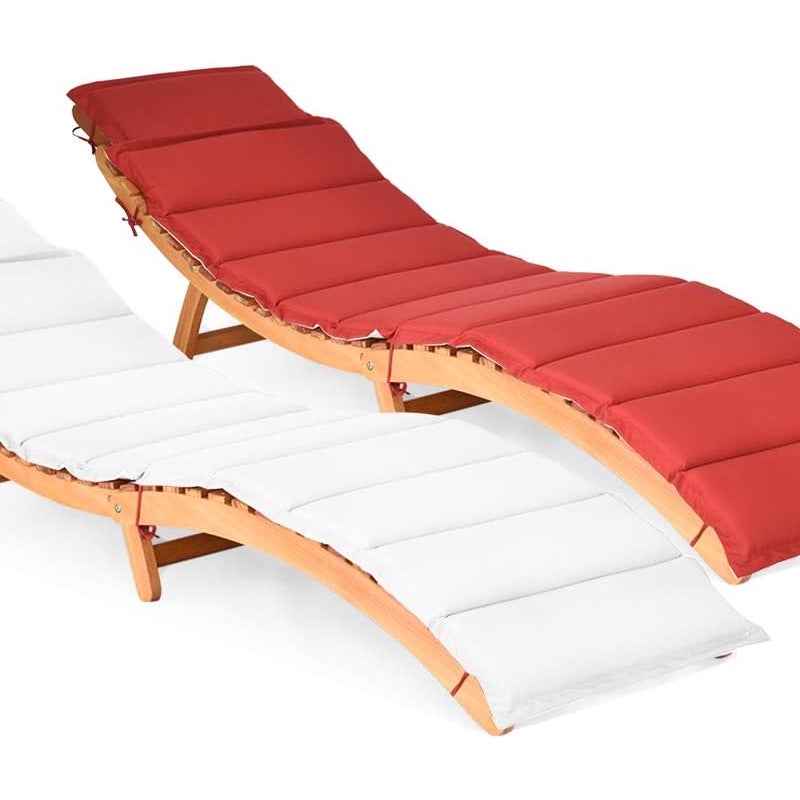 Leżak drewniany, składany leżak ogrodowy z nakładką i składanym zagłówkiem, ergonomiczny leżak na taras, do 180 kg, drewniany leżak do ogrodu,