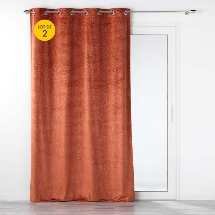 Lot de 2 Rideaux occutant 140 x 240 cm en velours relief Analia ...