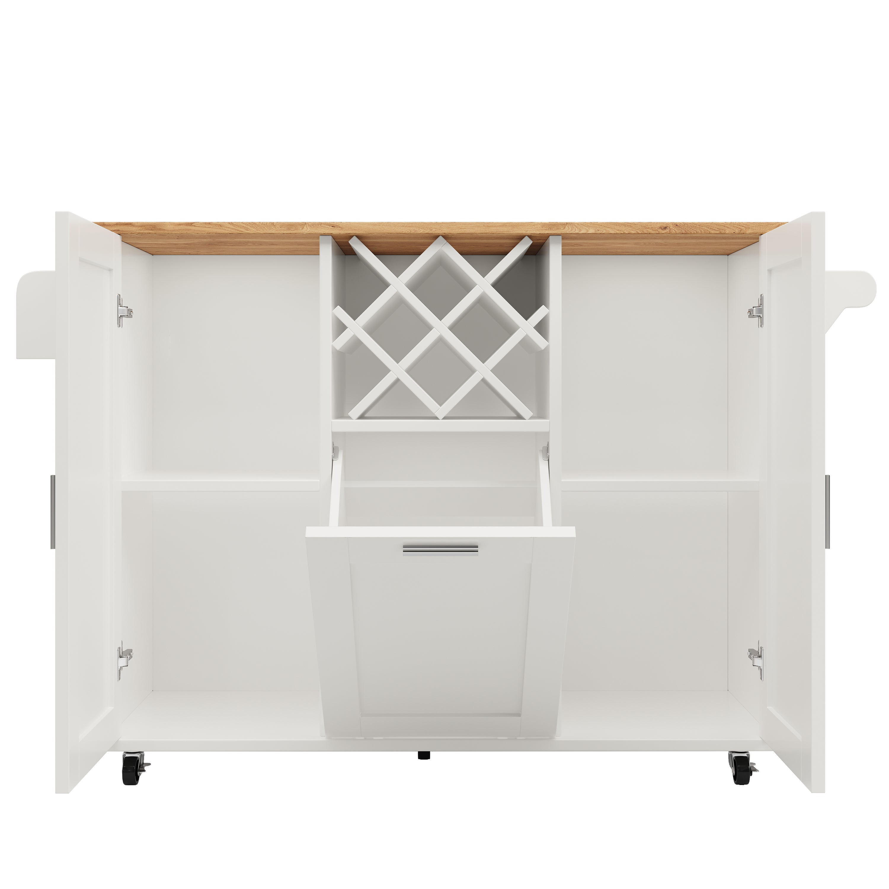 Carrello Da Cucina 118-180x50x94cm Con Tavolo Da Pranzo Estensibile, Credenza Buffet Madie Mobile Da Cucina Mdf Naturale Bianco 87134695