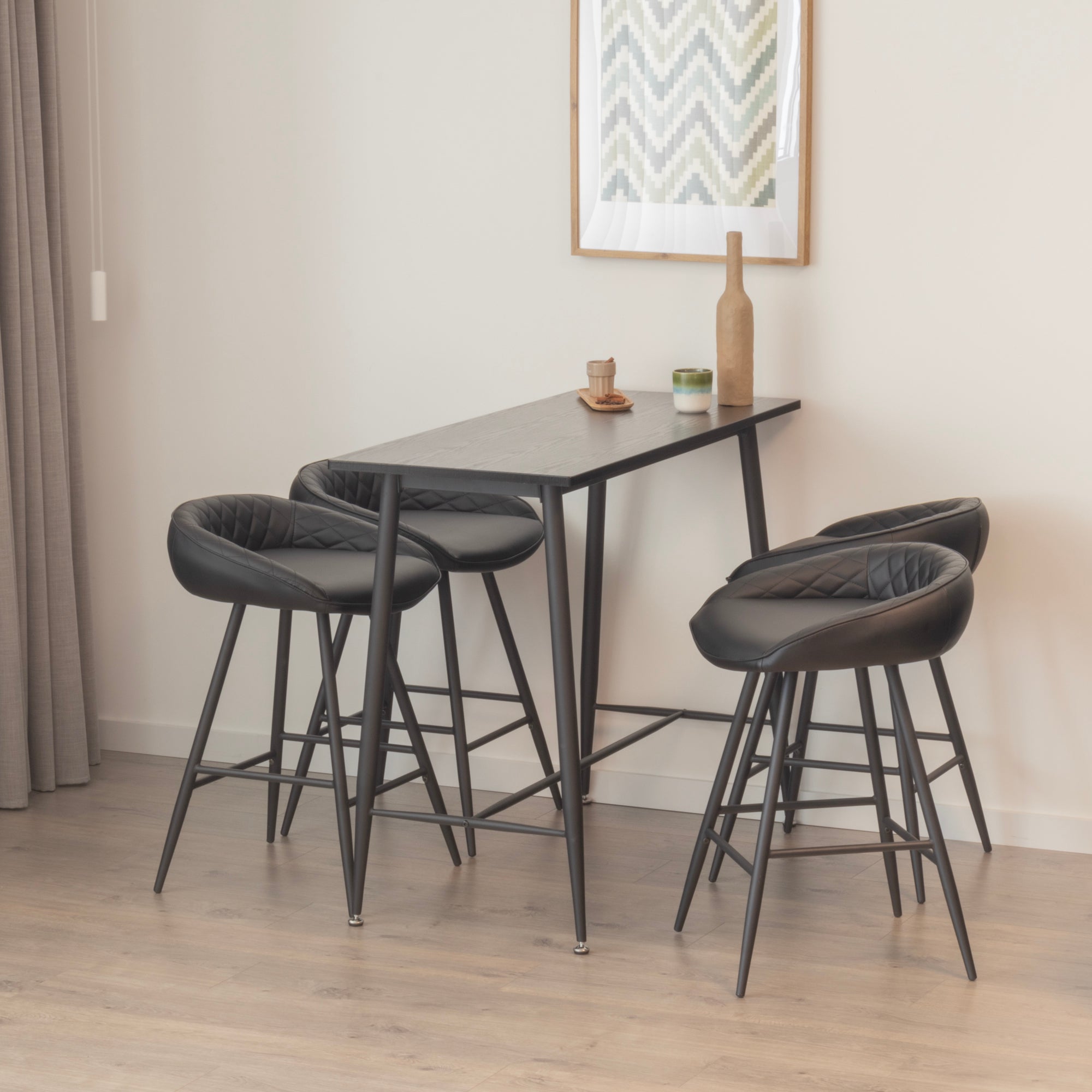Set De 4 Sillas Lounge Maverick En Terciopelo Crema/Cromado