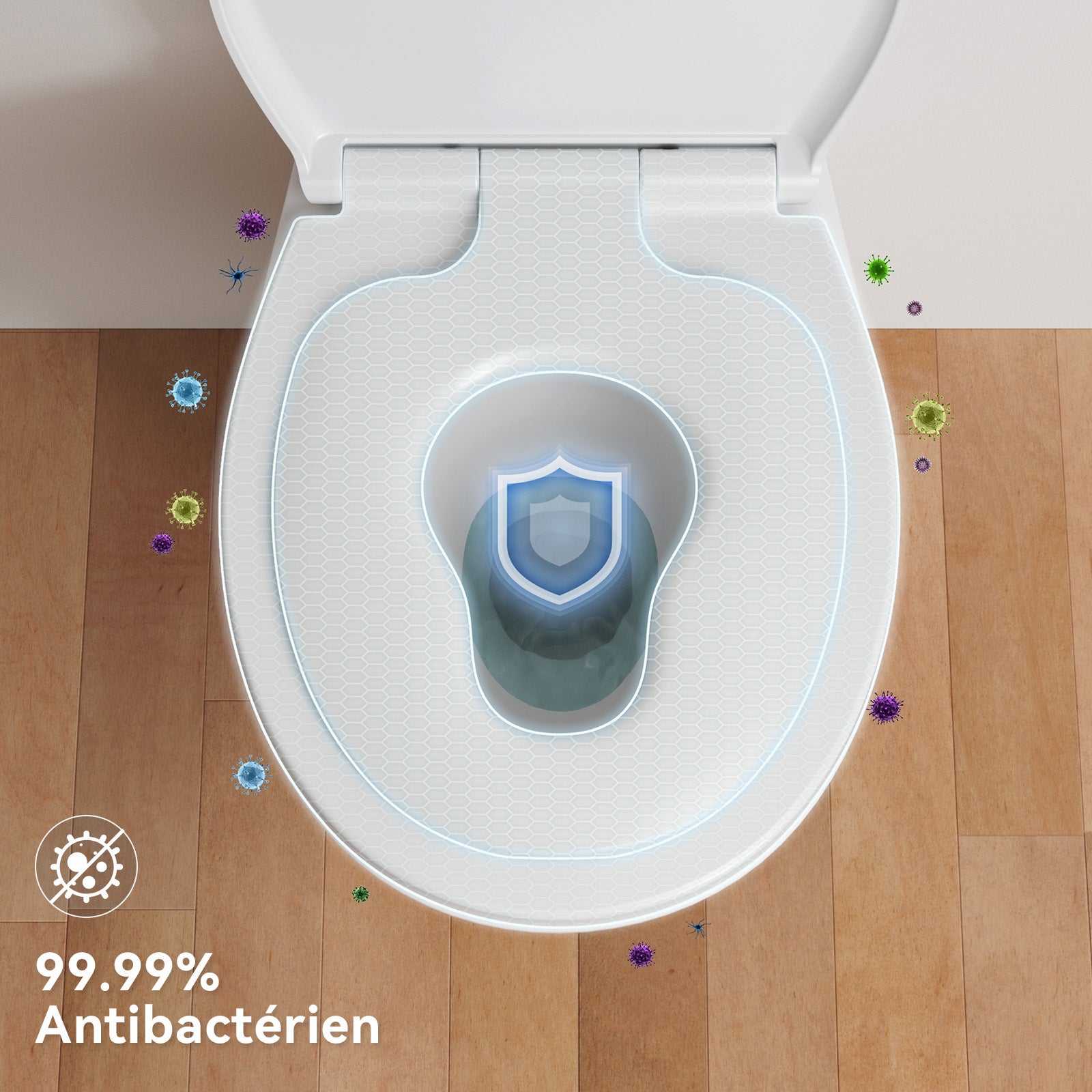 Abattant WC Familial,Lunette Toilette avec Siège Enfant,Frein Chute/Charnière Réglable,Abattant WC Résine urée-formaldéhyde Adultes/Enfants,Blanc - 8