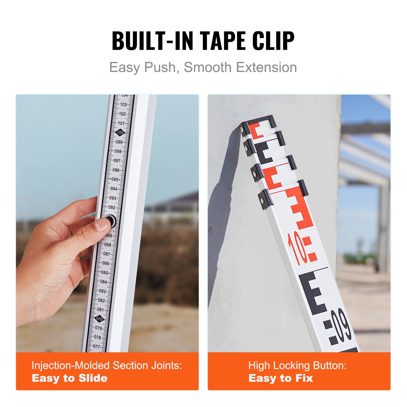 Tige mesure télescopique aluminium 4M,SucceBuy échelle double face (CM/MM),nivellement avec niveau à bulle et sac transport pour maisons,murs,sols - 7