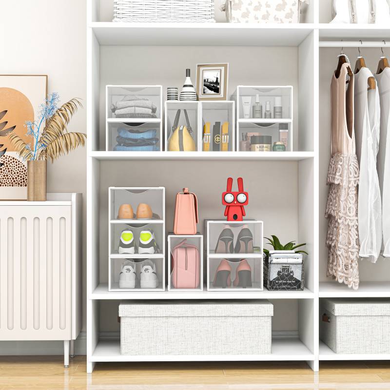 Range chaussure - Boites à chaussures - Blanc et transparent - Lot de 18 - SECURY-T - 6