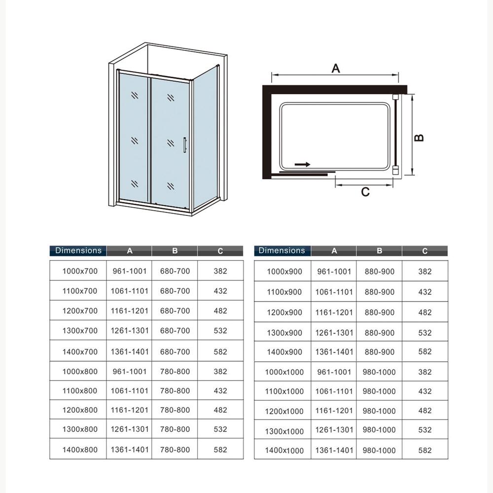 Océan Cabine de douche 120x70x190cm porte de douche + paroi latérale en verre trempé - 5