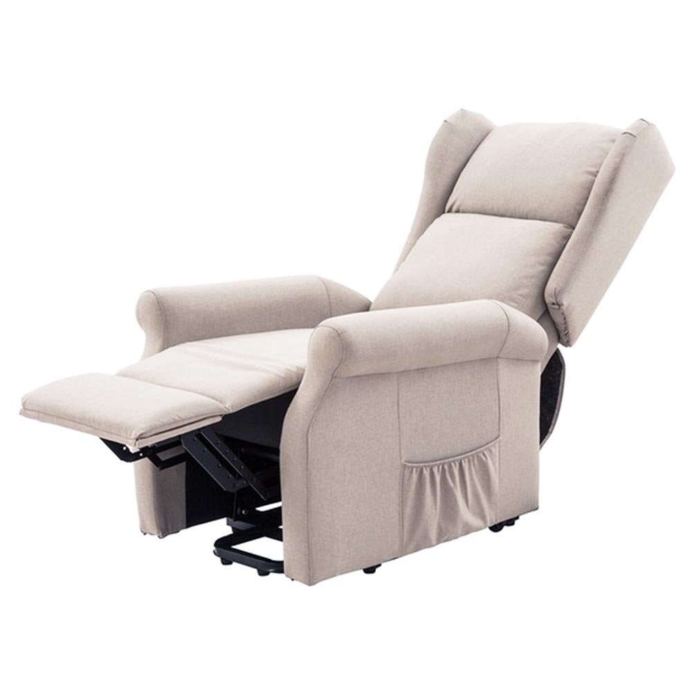 Poltrona Alzapersona Elettrica Motorizzata Reclinabile Tessuto Beige Anziani - 3