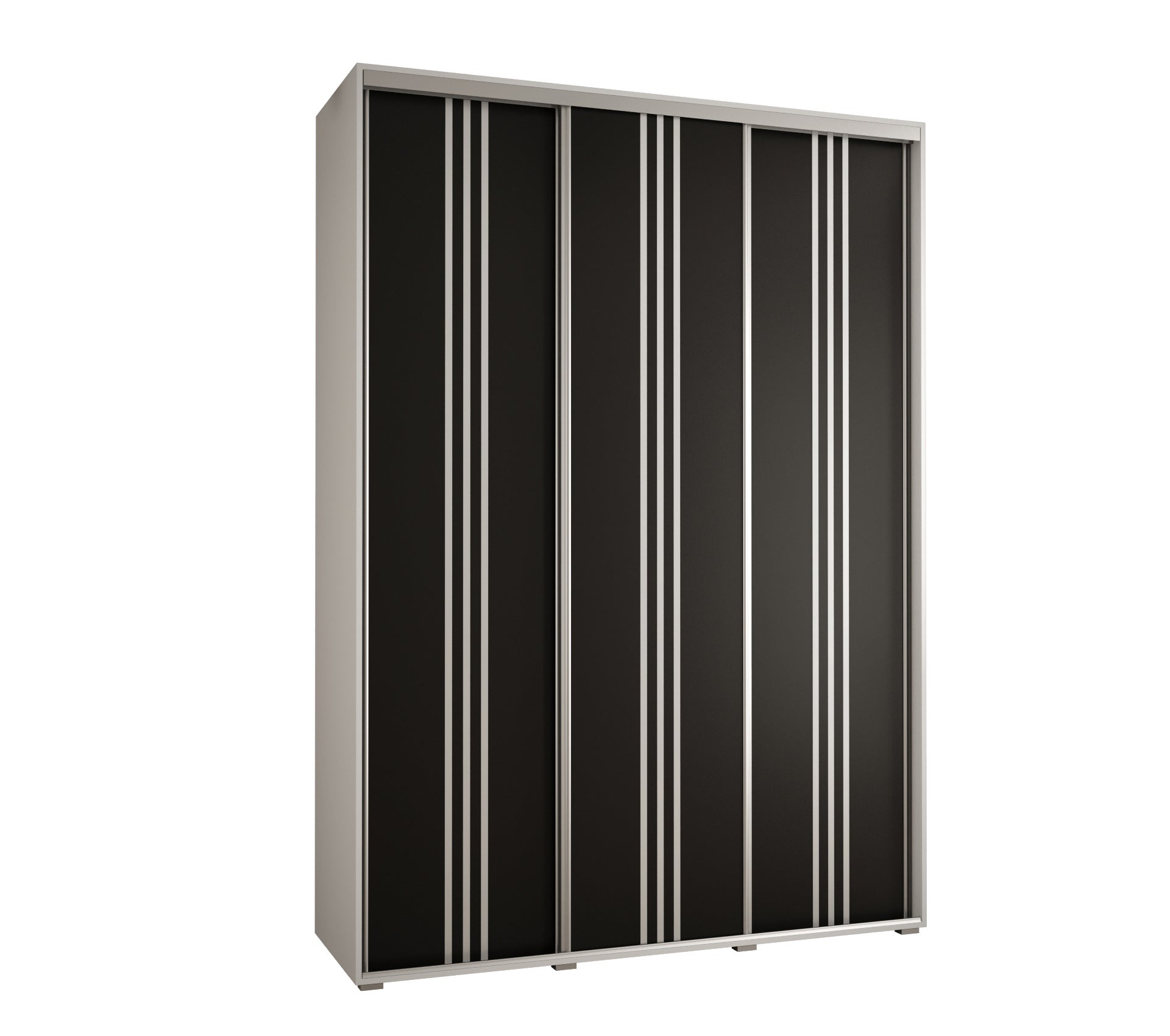 Szafa przesuwna wysoka Davos 6 180 x 60 x 235,2 cm biały + czarny + u. srebrny - Abiks Meble
