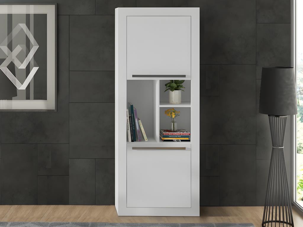 Bureau d'angle - 2 tiroirs et 2 portes - Coloris : Blanc - EVAN - 9