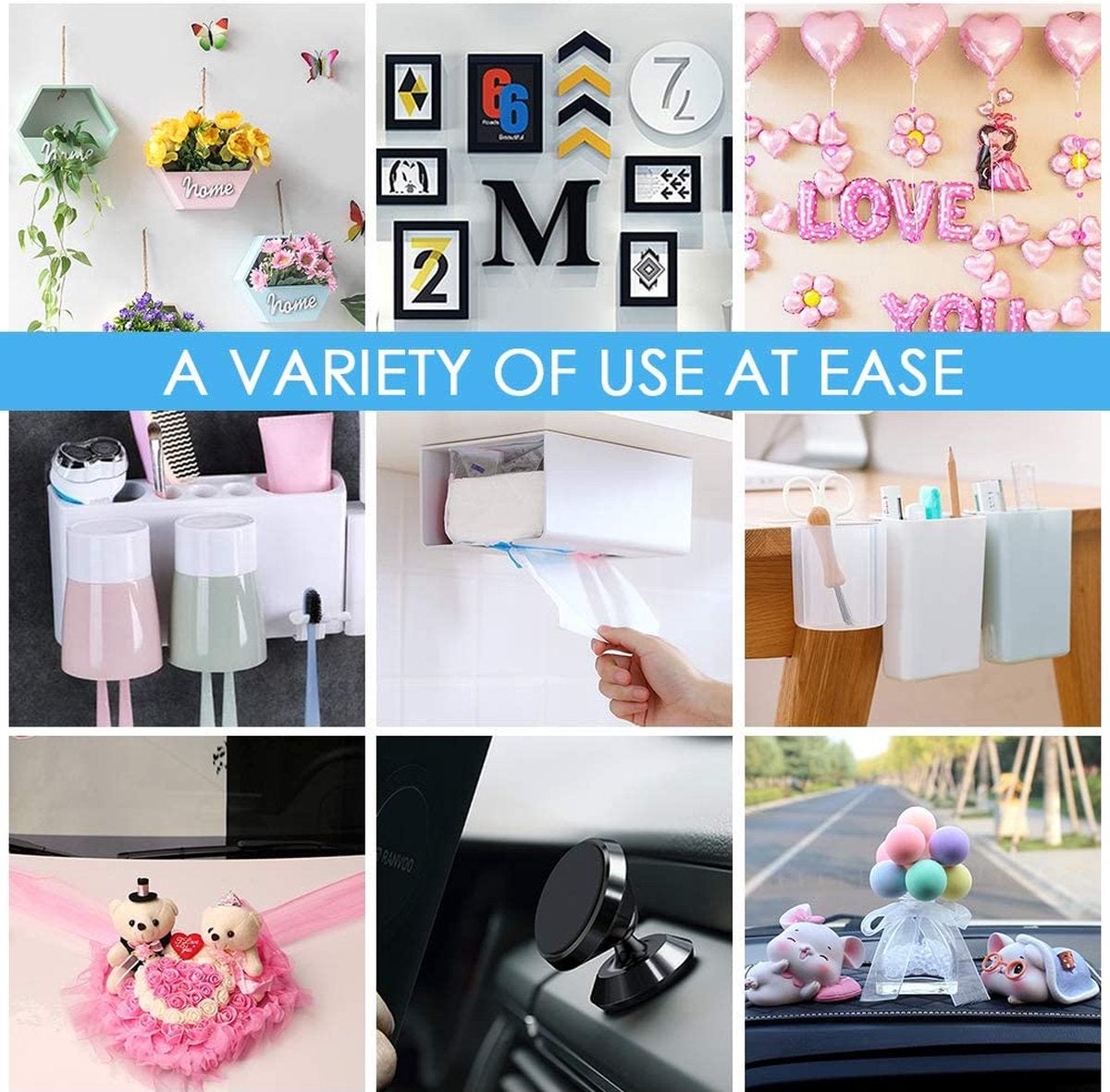 Nano Tape - Work - 2 x 3 mètres de long - 3 cm de large - Ruban double face extra fort - Étanche - Réutilisable - 2