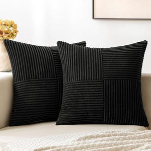 Orrdiffi 2 Pezzi 45x45 cm in Velluto a Coste Morbido Copricuscini Cerniera Invisibile Federe Cuscini Federe per Divano Camera da Letto Balcone Esterno(Rosa