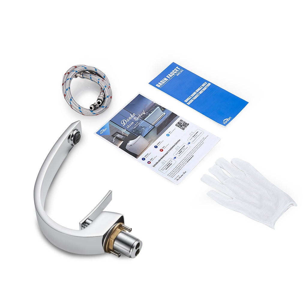 Auralum max Mitigeur de lavabo chrome L Robinet de Lavabo Mitigeur en Laiton pour Salle de Bain - 6