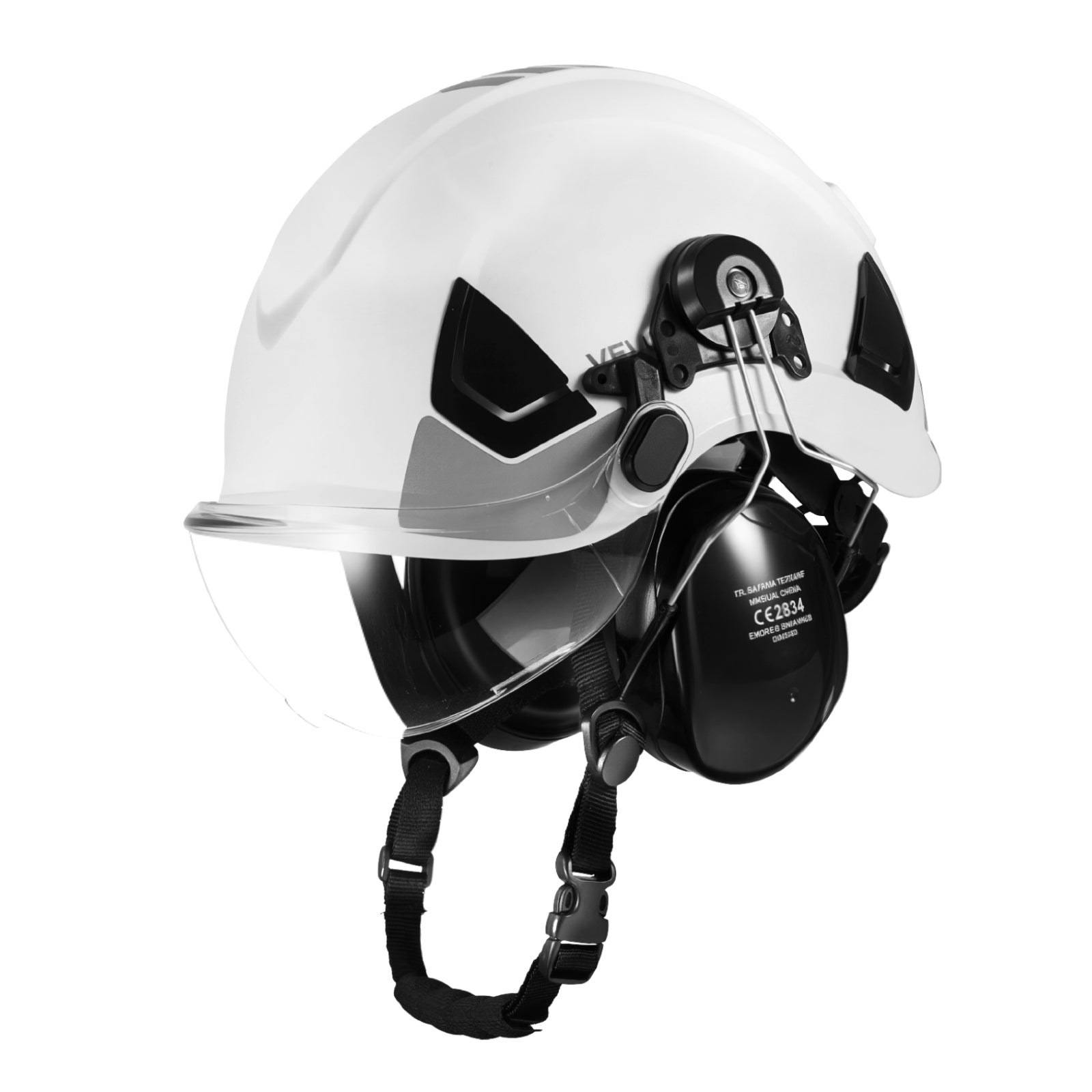 Casque de Sécurité Industriel VEVOR ABS Certifié ANSI/ISEA Z89.1 avec Visière, Cache-Oreilles et Suspension à Cliquet 6 Points Ajustable et Ventilée - 9