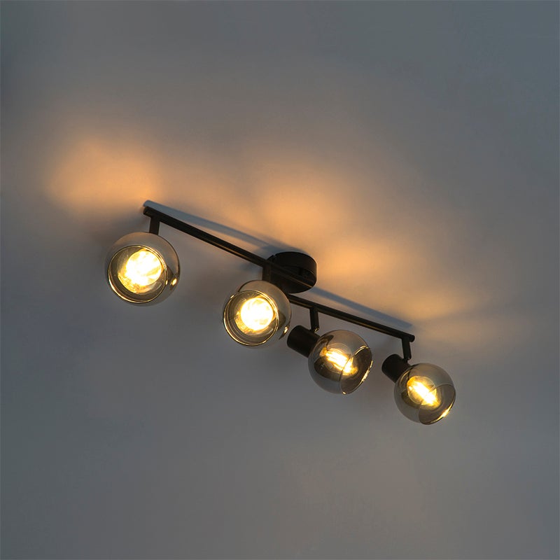 Plafonnier Art déco noir avec verre fumé 4 lumières - Vidro - 9